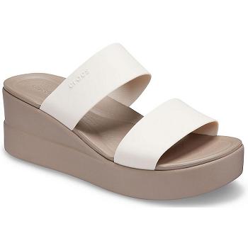 Crocs Brooklyn Mid Wedge Biele - Damske Šlapky Na Platforme